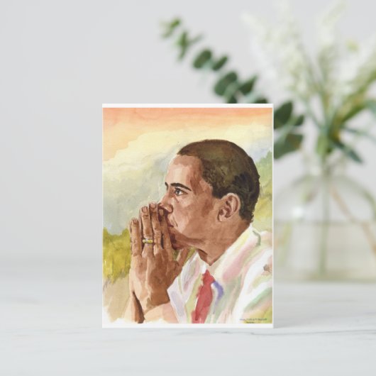 Pensive Obama Postkarte (Stehend Vorderseite)