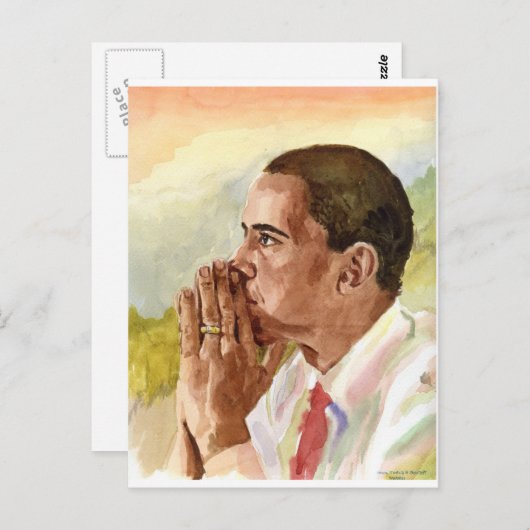 Pensive Obama Postkarte (Vorne/Hinten)