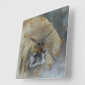 Pensive Pekingese Quadratische Wanduhr (Winkel)