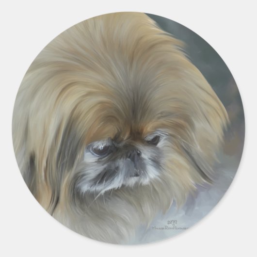 Pensive Pekingese Runder Aufkleber (Vorderseite)