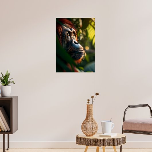 Pensiver Orangutan im Dschungel Poster (Wohnzimmer 3)