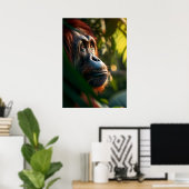 Pensiver Orangutan im Dschungel Poster (Heimbüro)