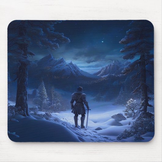 Pensiver Ritter des Winterwunderlandes Mousepad (Vorne)