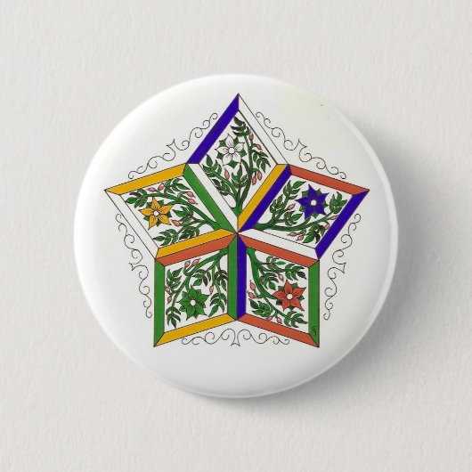 Penta-Stern im Blumen-Button Button (Vorderseite)