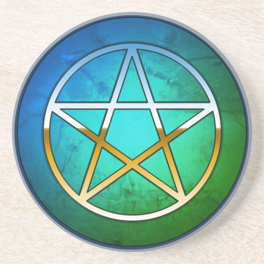 Pentacle on Blue-Green Background Getränkeuntersetzer (Vorne)