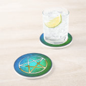 Pentacle on Blue-Green Background Getränkeuntersetzer (Seite)