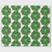 Pentacle on Holly Wreath Geschenkpapier (Flach)