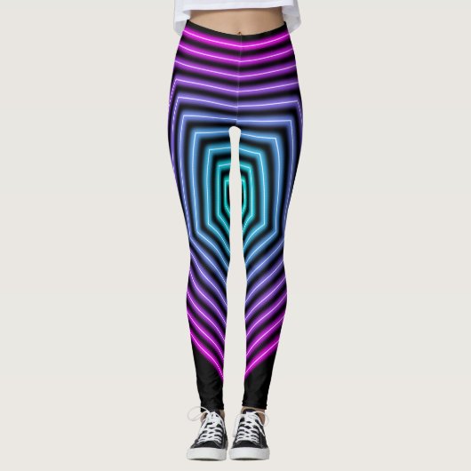 Pentagon-Linien Retro-80er Leggings (Vorderseite)