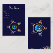 PENTAGON Monogramm Saphir, blau Visitenkarte (Vorne/Hinten)