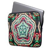 Pentagon über Stern, rot und dunkelgrün getragen Laptopschutzhülle (Vorderseite Links)