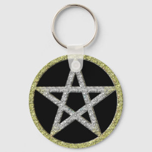 Pentagram Bling Golddiamant, der Schlüsselanhäng Schlüsselanhänger
