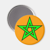 Pentagram Green auf Orange Magnet (Vorderseite/Rückseite)