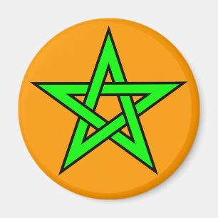 Pentagram Green auf Orange Magnet