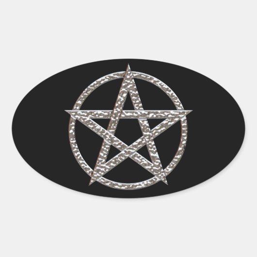 Pentagram Hammerchrome Oval Sticker (Vorderseite)