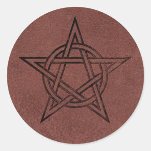 Pentagram - heidnisches magisches Symbol auf rotem Runder Aufkleber