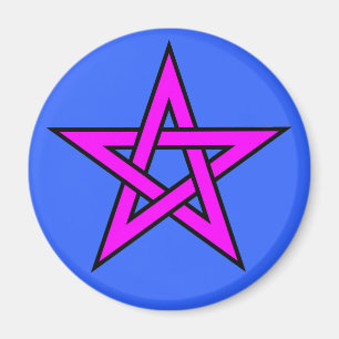 Pentagram Magenta auf blau Magnet