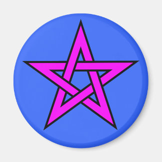 Pentagram Magenta auf blau Magnet