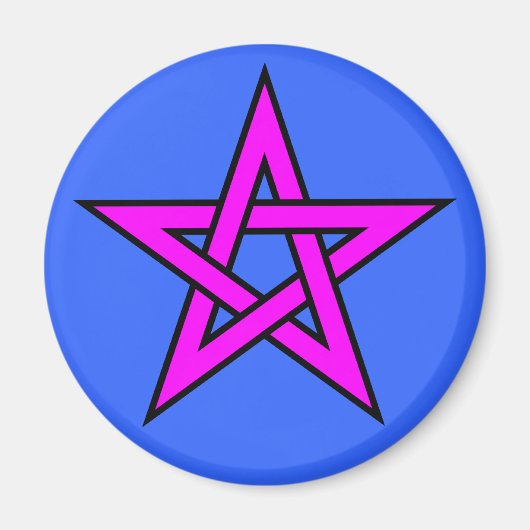 Pentagram Magenta auf blau Magnet (Vorne)
