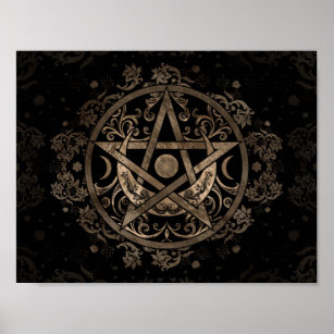 Pentagram Ornament - Gold und Schwarz Poster