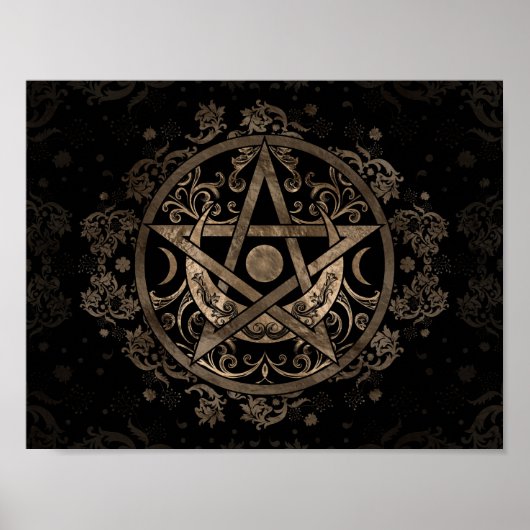 Pentagram Ornament - Gold und Schwarz Poster (Vorne)