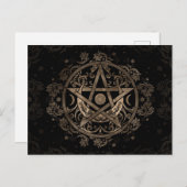 Pentagram Ornament - Gold und Schwarz Postkarte (Vorne/Hinten)