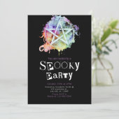 Pentagram Pagan Modernes Minimalistisches Hallowee Einladung (Stehend Vorderseite)