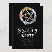 Pentagram Pagan Modernes Minimalistisches Hallowee Einladung (Vorne/Hinten)