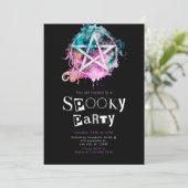 Pentagram Pagan Modernes Minimalistisches Hallowee Einladung (Stehend Vorderseite)