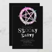 Pentagram Pagan Modernes Minimalistisches Hallowee Einladung (Vorne/Hinten)