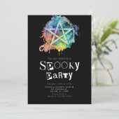 Pentagram Pagan Modernes Minimalistisches Hallowee Einladung (Stehend Vorderseite)