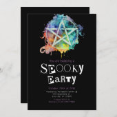 Pentagram Pagan Modernes Minimalistisches Hallowee Einladung (Vorne/Hinten)