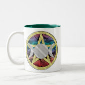 Pentagram-Pentagramm-Dreiergruppen-Göttinschale Zweifarbige Tasse (Links)