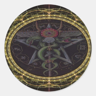 Pentagram-Schlangen Runder Aufkleber