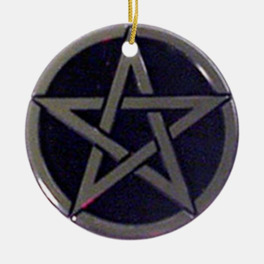 Pentagram Silber-Ornament oder Anhänger Keramikornament (Vorne)
