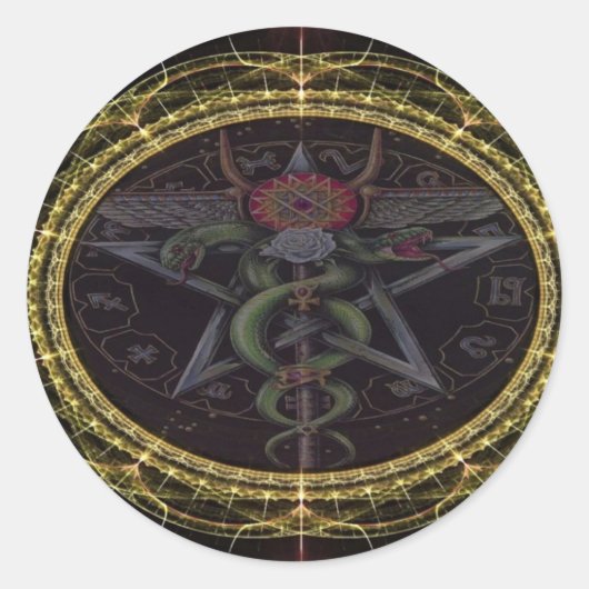 Pentagram Snakes Runder Aufkleber (Vorderseite)