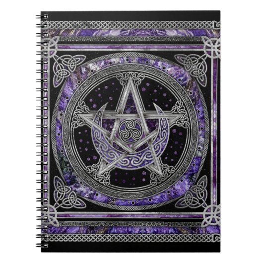 Pentagram Triskelion Amethyst Moon Notizblock (Vorderseite)