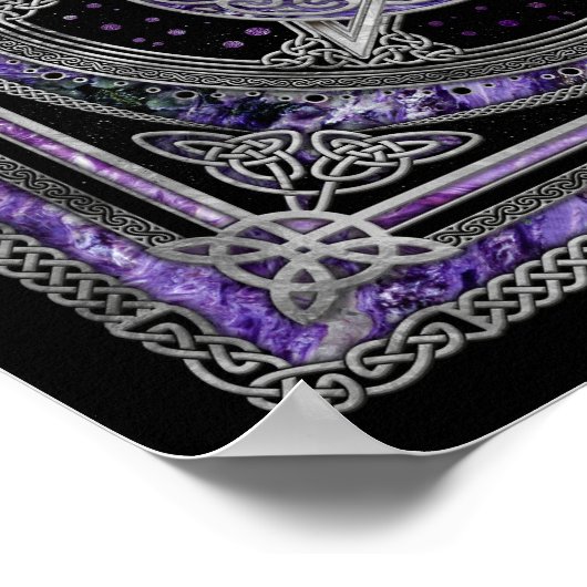 Pentagram Triskelion Amethyst Moon Poster (Ecke)