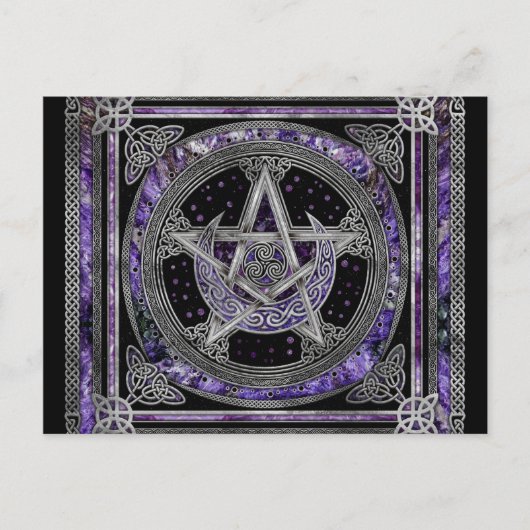 Pentagram Triskelion Amethyst Moon Postkarte (Vorderseite)