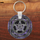 Pentagram Triskelion Amethyst Moon Schlüsselanhänger (Vorderseite)
