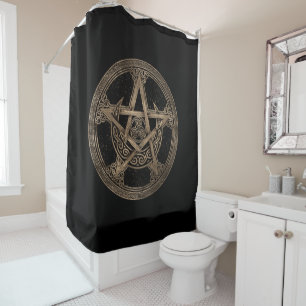 Pentagram Triskelion Moon Ornament Duschvorhang