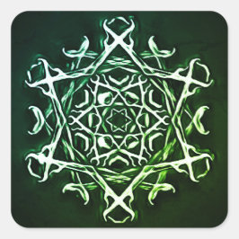Pentagram und Antlers Green Occult Symbol Gothic Quadratischer Aufkleber