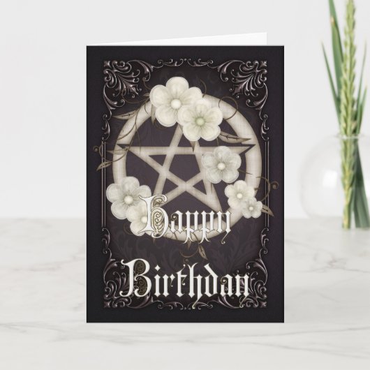 Pentagramm 3 Wicca Happy Birthday Grußkarte Karte (Vorderseite)