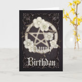 Pentagramm 3 Wicca Happy Birthday Grußkarte Karte (Gelbe Blume)