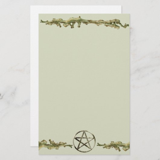 Pentagramm auf Holz Briefpapier (Vorne/Hinten)