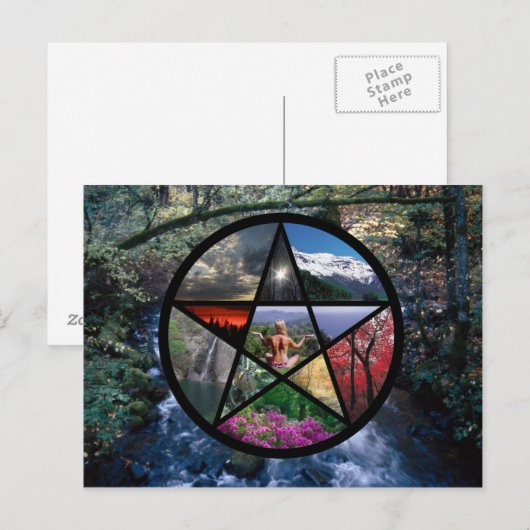 Pentagramm Collage Postkarte (Vorne/Hinten)