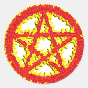 Pentagramm des Feuers Runder Aufkleber