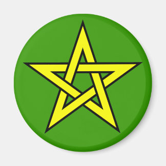 Pentagramm Gelb auf Grün Magnet