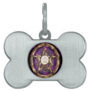 Pentagramm lila und Golddreifacher Mond Tiermarke