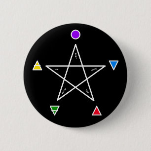Pentagramm mit fünf Elementen (Wicca) Button