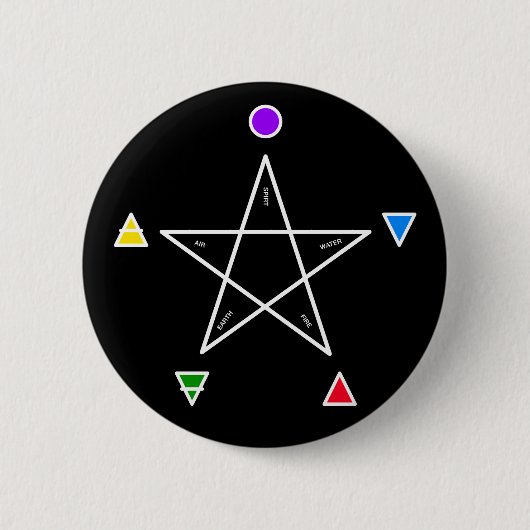 Pentagramm mit fünf Elementen (Wicca) Button (Vorderseite)